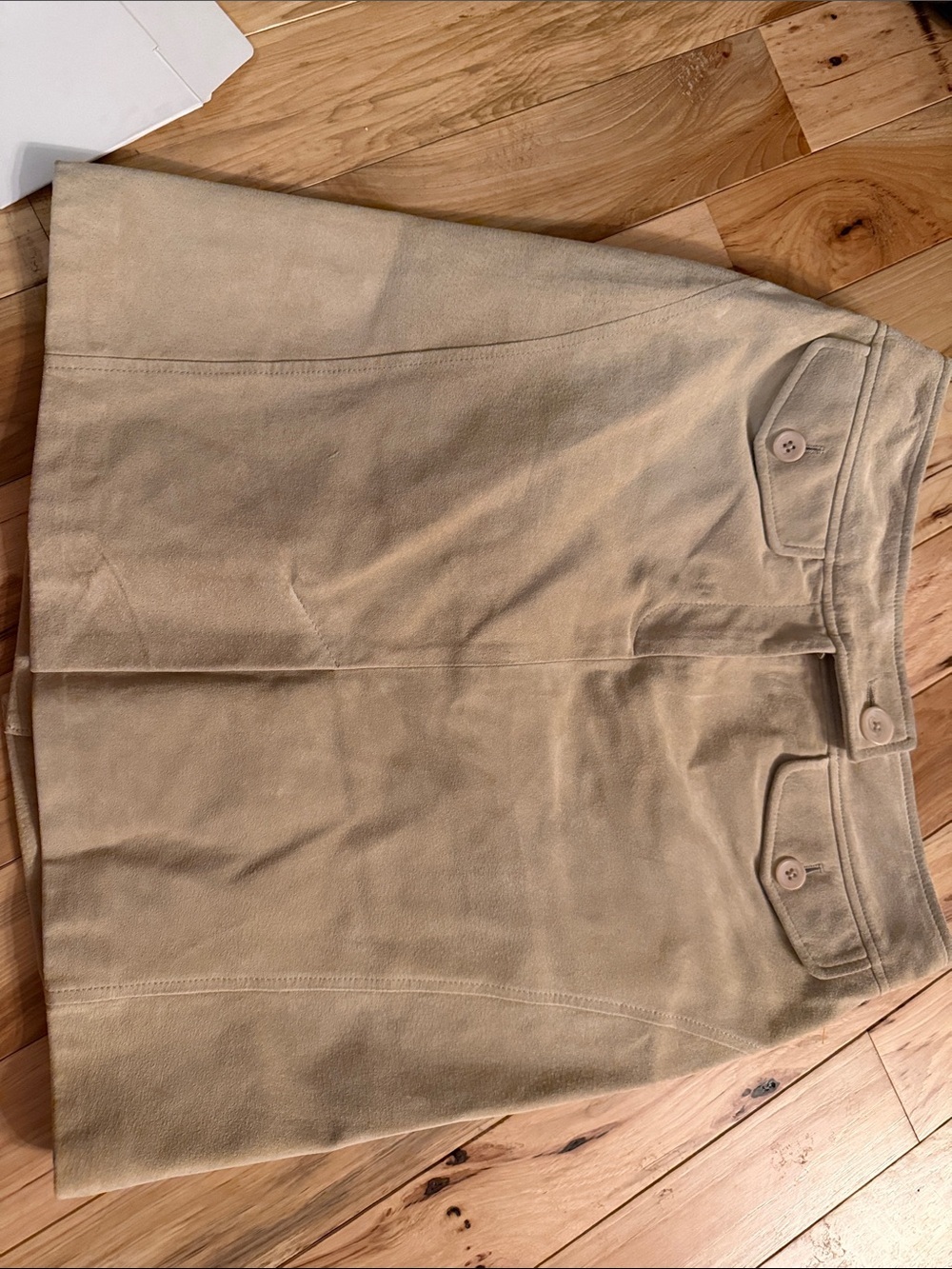 LOFT Beige Suede leather vintage  A-Line Mini Skirt